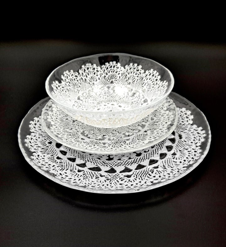 Clear glass dinnerware set sale