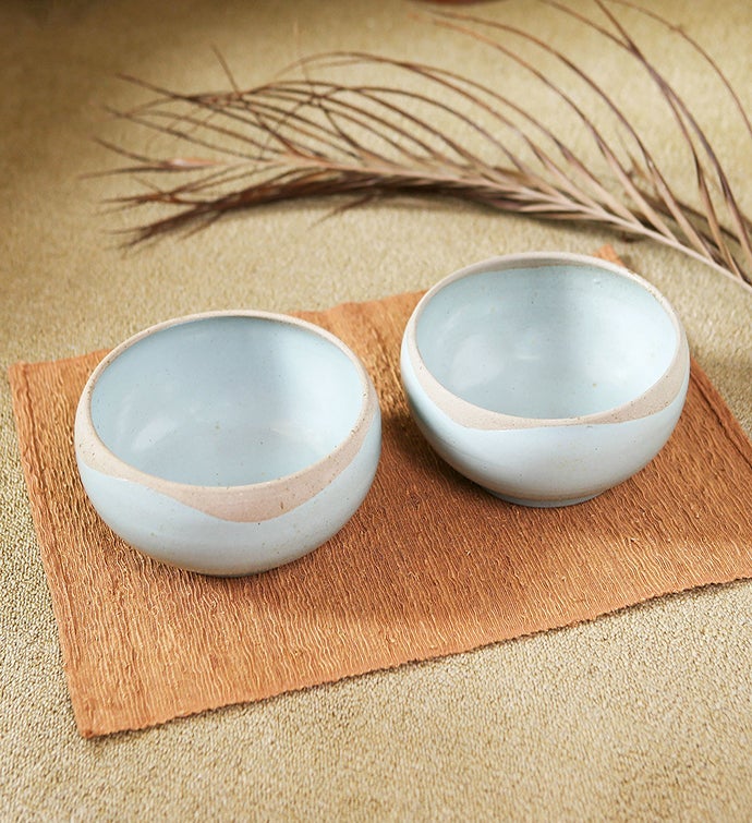 Novica Handmade Blue Bounty Ceramic Serving Bowls  pair