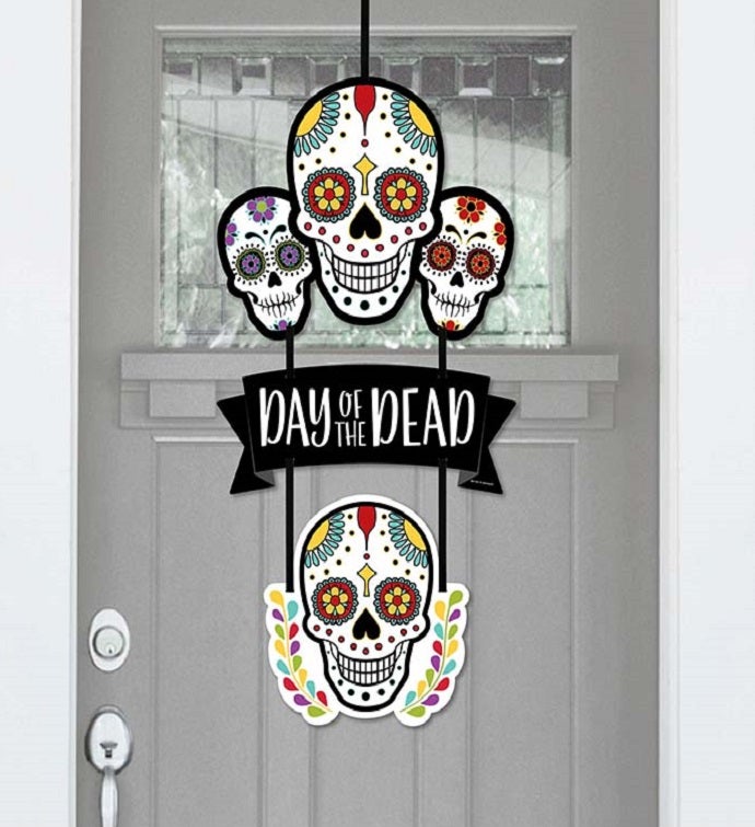 Day Of The Dead   Sugar Skull Party Outdoor Decor   Front Door Decor   3 Pc