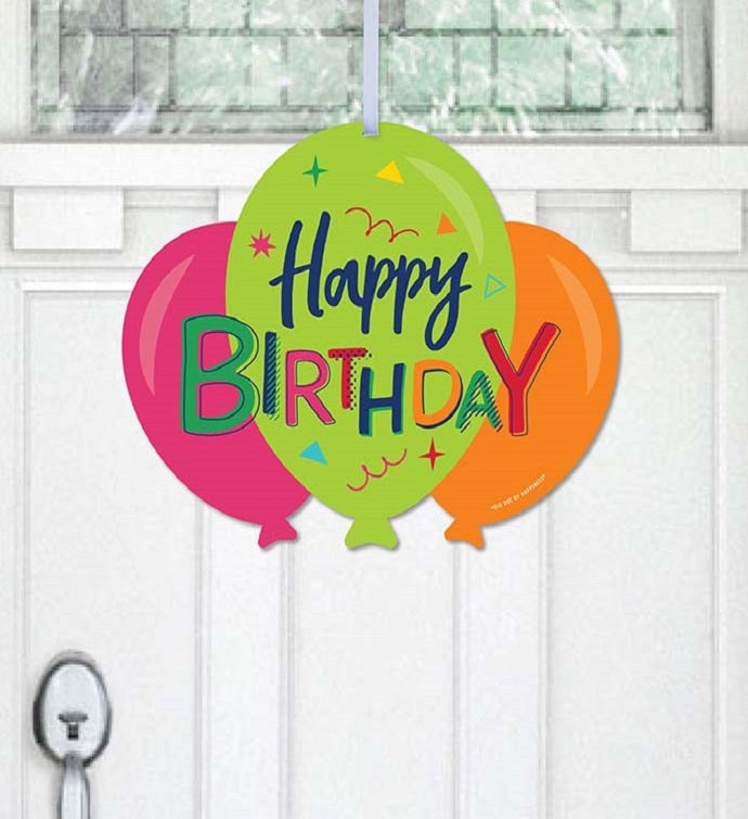 Cheerful Happy Birthday   Hanging Porch Outdoor Front Door Decor 1 Pc Sign