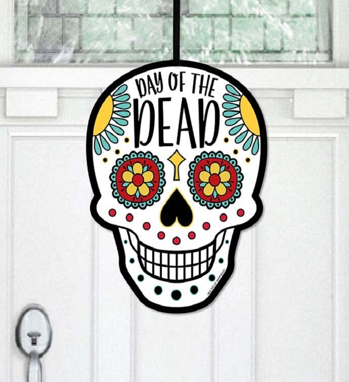 Day Of The Dead   Hanging Sugar Skull Party Outdoor Front Door Decor   1 Pc
