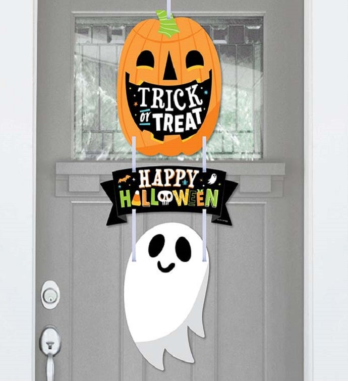 Jack o' lantern Halloween   Hanging Porch Outdoor Front Door Decor   3 Pc
