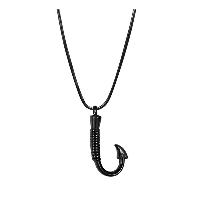 Fishing Hook Memorial Necklace Ashes Holder Cremation Jewelry