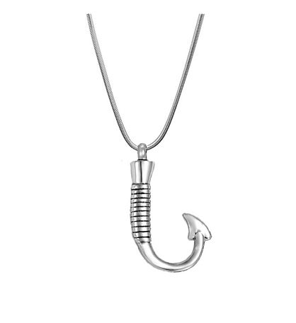 Fishing Hook Memorial Necklace Ashes Holder Cremation Jewelry