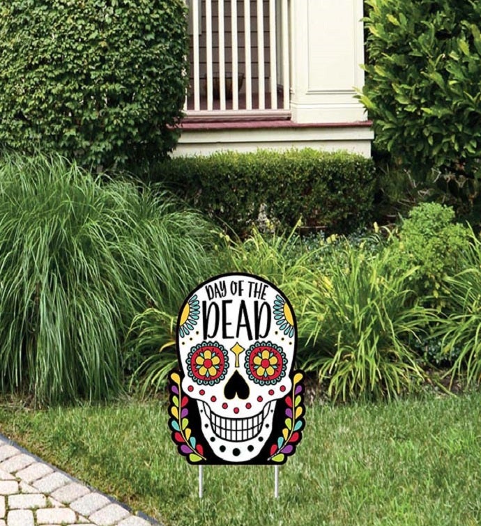 Day Of The Dead   Outdoor Lawn Sign   Sugar Skull Party Yard Sign   1 Pc