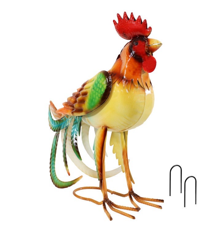 Romeo The Rooster Metal Outdoor Statue   16"