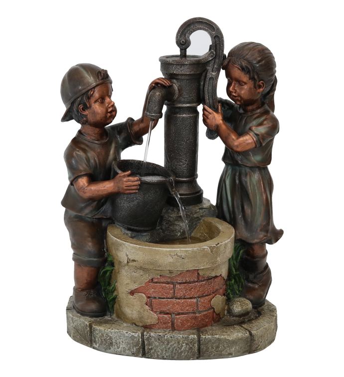 Jack And Jill At Water Pump And Well Water Fountain   24 inch