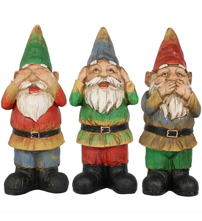 Three Wise Gnomes - Hear No Evil Speak No Evil See No Evil