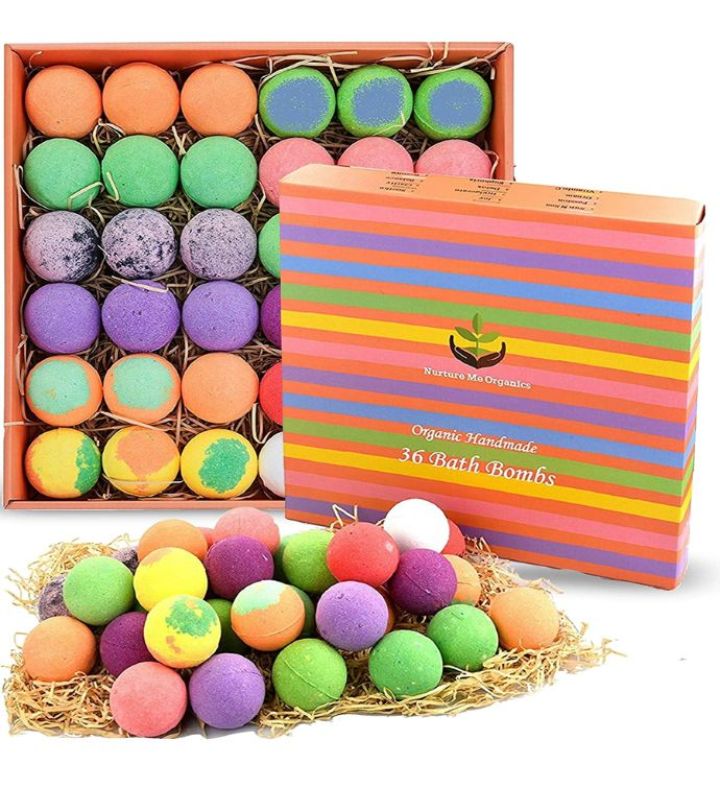 Gift Set Of 36 Nurture Me Organic Bath Bombs, Natural Shea & Cocoa Butter