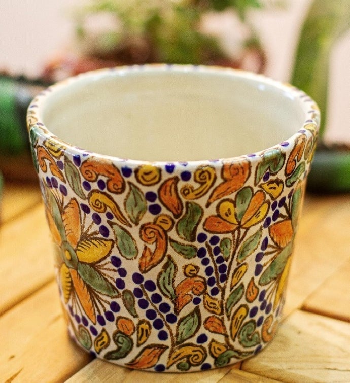 Novica Handmade Puebla Garden Ceramic Flower Pot