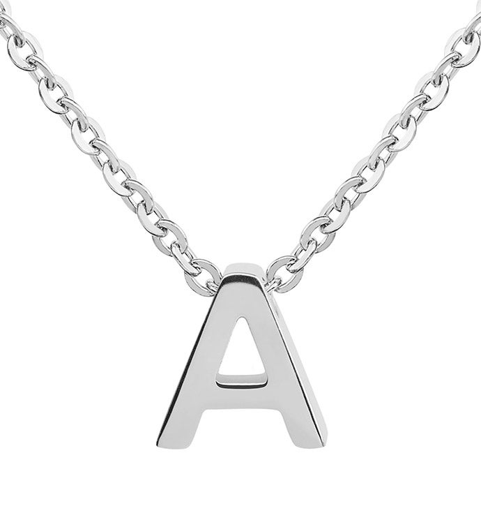 Polished Stainless Steel Initial Pendant Necklace