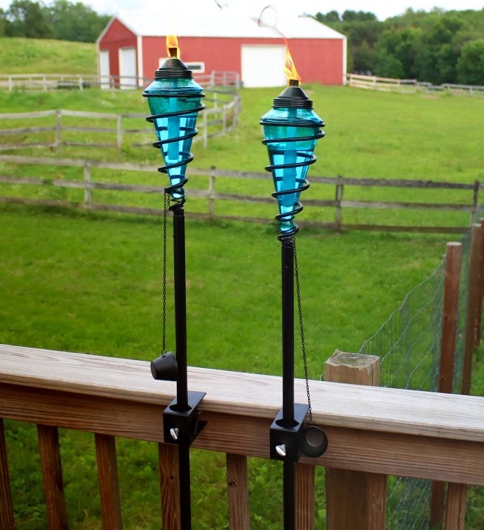 2-in-1 Swirling Metal Glass Outdoor Lawn Torch