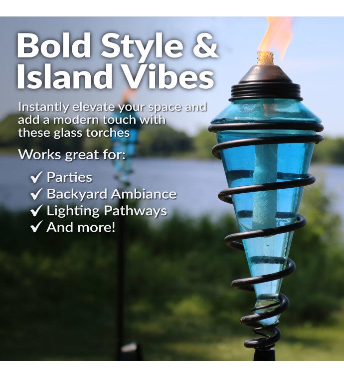 2-in-1 Swirling Metal Glass Outdoor Lawn Torch