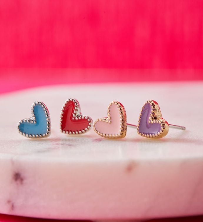 Luca + Danni Heart Stud Earrings In Blue