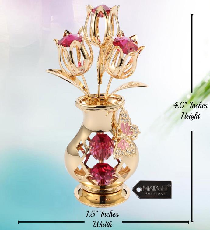 Gold Plated Flower Bouquet & Vase