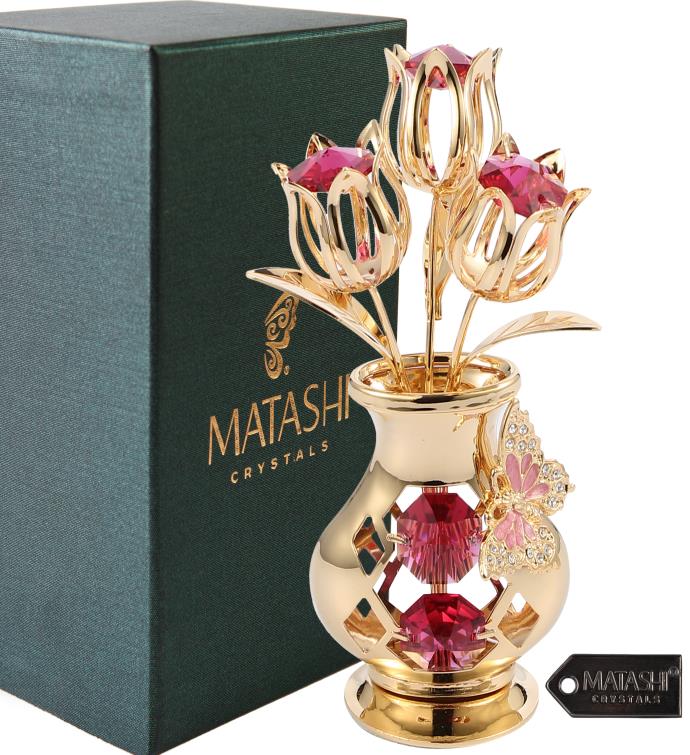 Gold Plated Flower Bouquet & Vase
