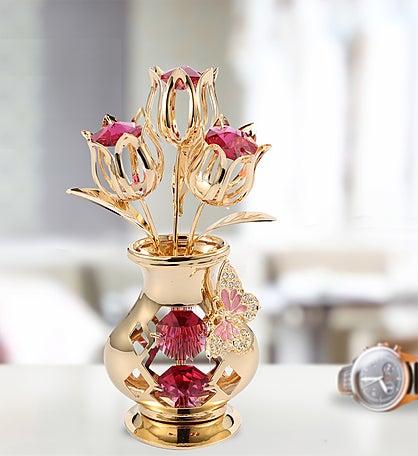 Gold Plated Flower Bouquet & Vase