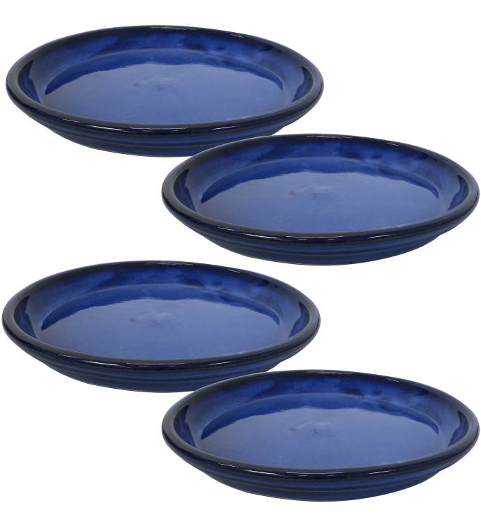 Set Of 4 Glazed Ceramic Planter Saucer
