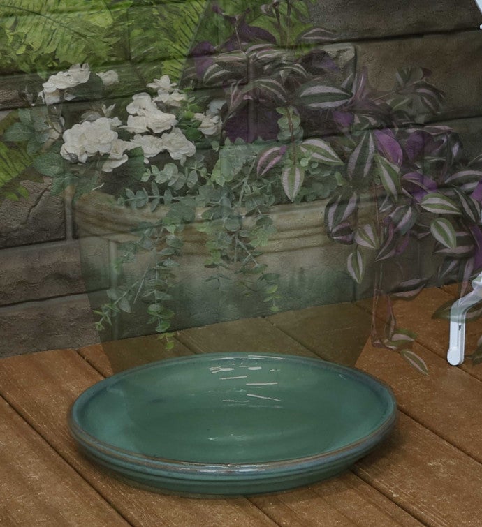 Set Of 4 Glazed Ceramic Planter Saucer