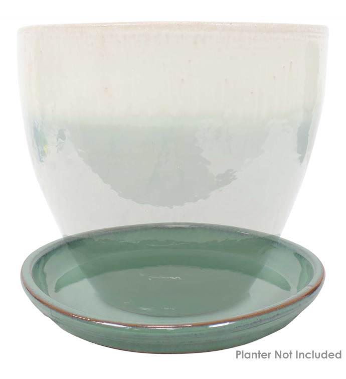Set Of 4 Glazed Ceramic Planter Saucer