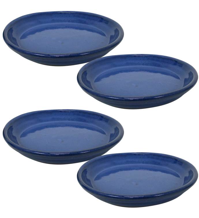 Set Of 4 Glazed Ceramic Planter Saucer
