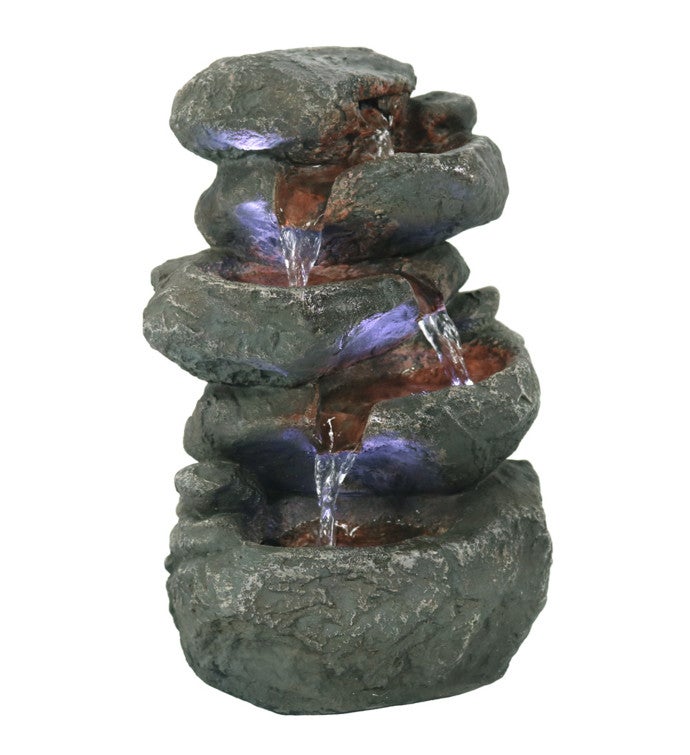 Indoor Stacked Rocks Tabletop Led Water Fountain 10.5 Inch