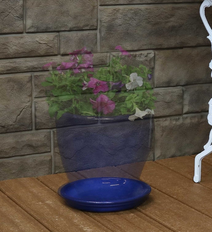 Set Of 4 Glazed Ceramic Planter Saucer