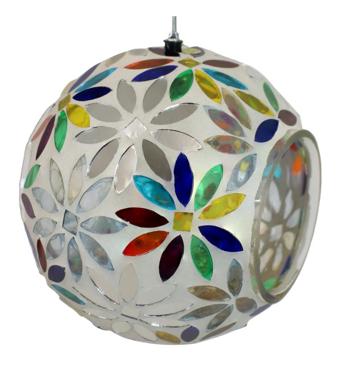 Rainbow Daisies Mosaic Hanging Bird Feeder Fly Through 6 Inch