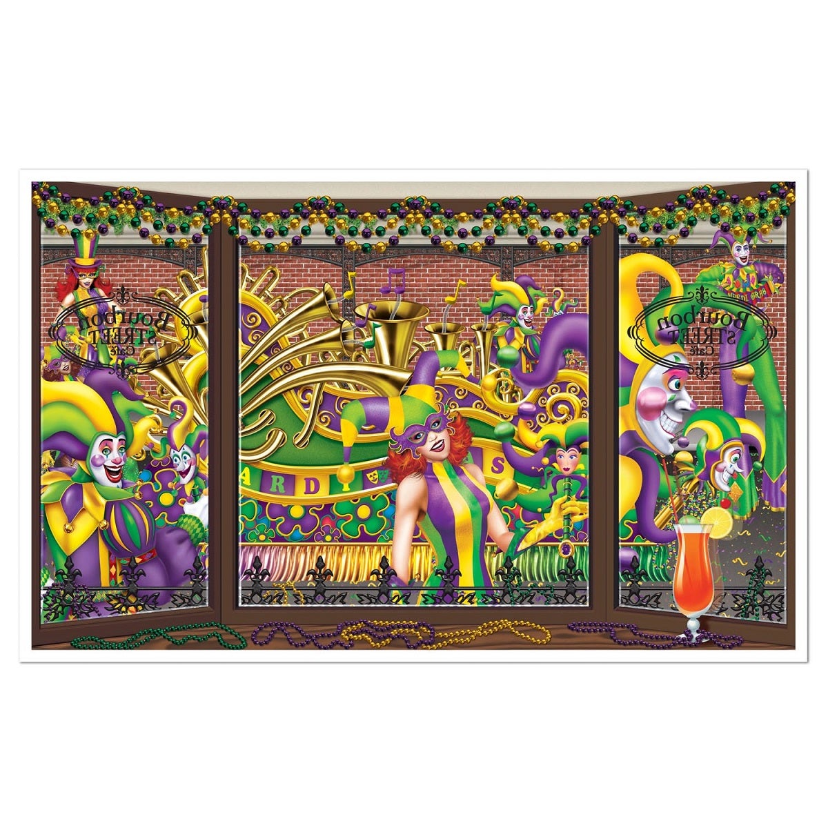 Pack Of 6 Purple And Yellow Mardi Gras Parade Party Wall Decors 62"