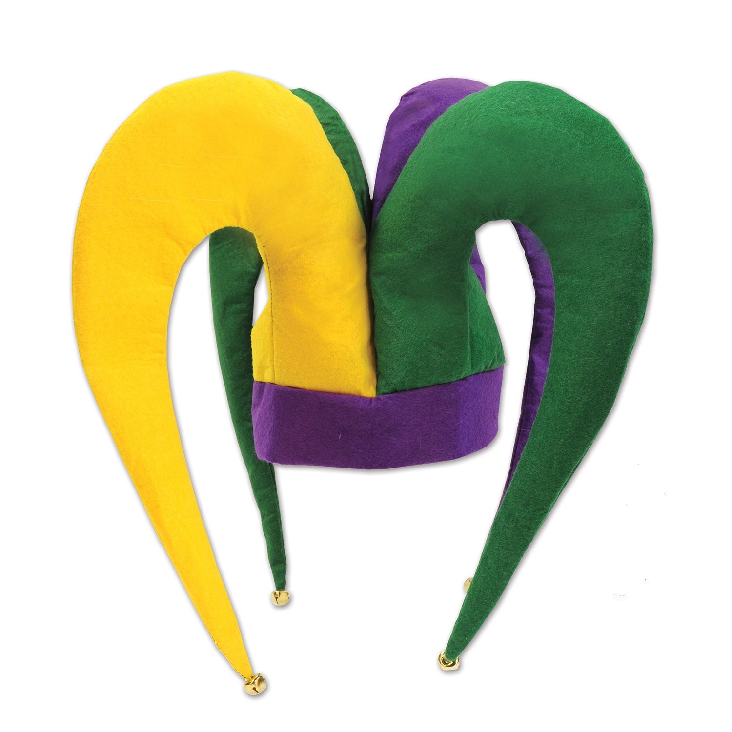 Pack Of 6 Green And Purple Mardi Gras Inspired Jester Party Hats - One Size