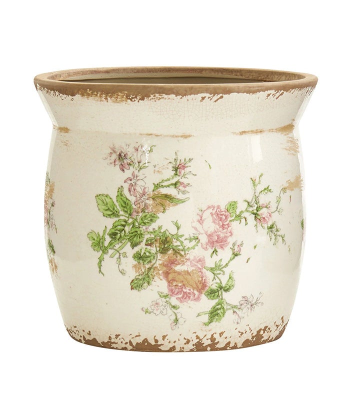 Nearly Natural 8” Tuscan Ceramic Floral Print Planter