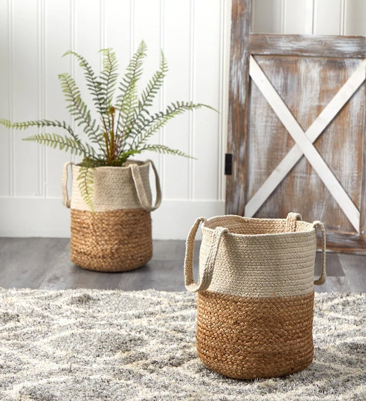 Nearly Natural 12.5 Handmade Natural Jute And Cotton  Planter
