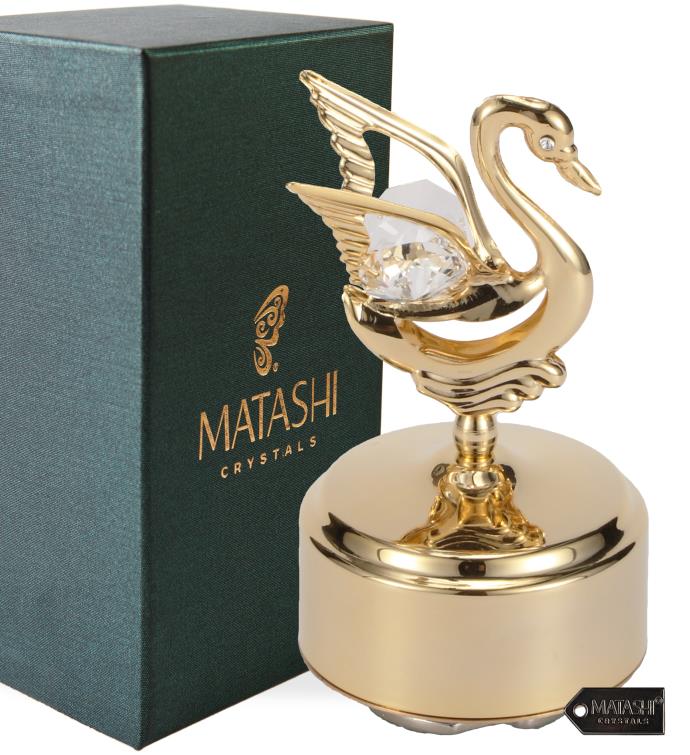 Matashi 24k Gold Plated Music Box With Crystal Studded Teapot