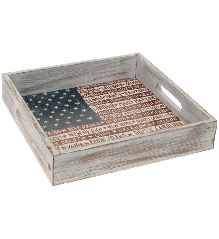 Weathered One Flag One Nation Handled Tray
