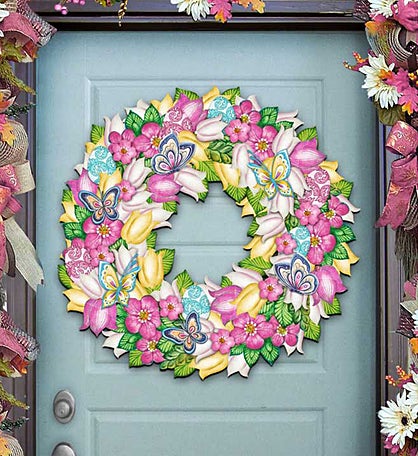 Spring Wreath Decorative Door Decor By G. Debrekht Easter Spring Décor