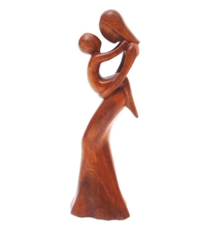 Novica Handmade Mothers Love Wood Statuette