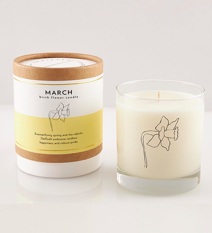 Birth Flower Candle In Reusable Rocks Glass