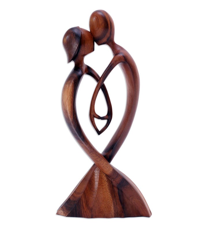Novica Handmade Heart At Your Fingertips Wood Statuette
