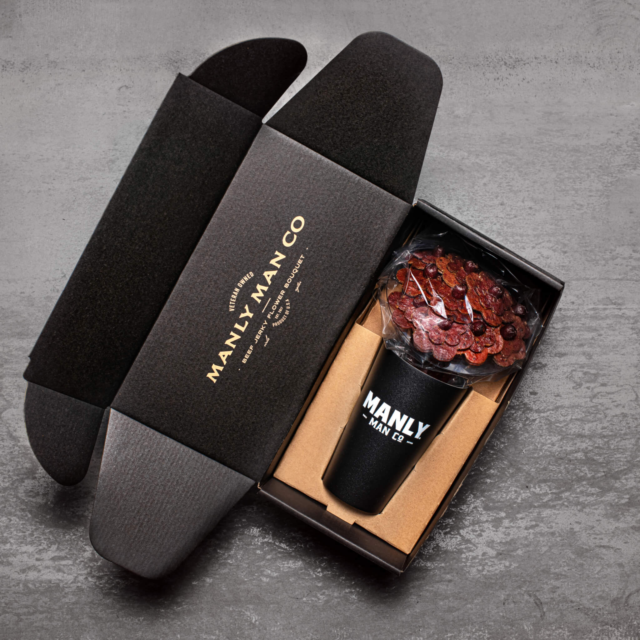 Beef Jerky Flower Bouquet   Black Steel Edition