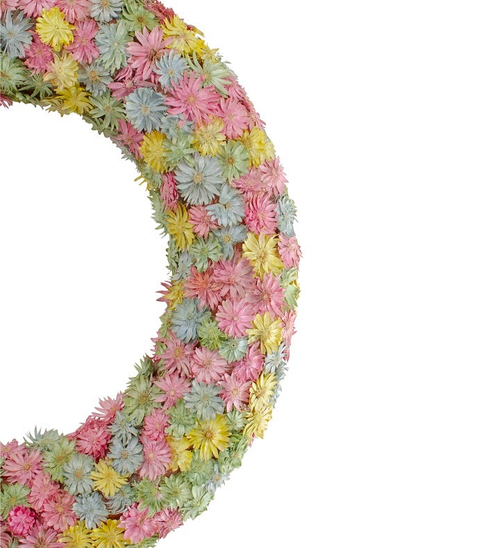 Multi colored Daisy Artificial Spring Floral Wreath 10 inch