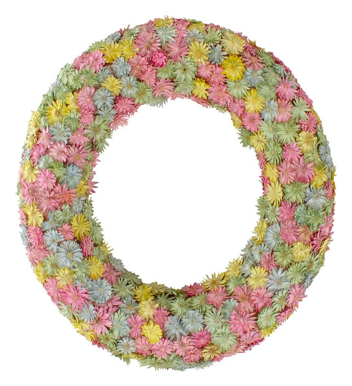 Multi colored Daisy Artificial Spring Floral Wreath 10 inch