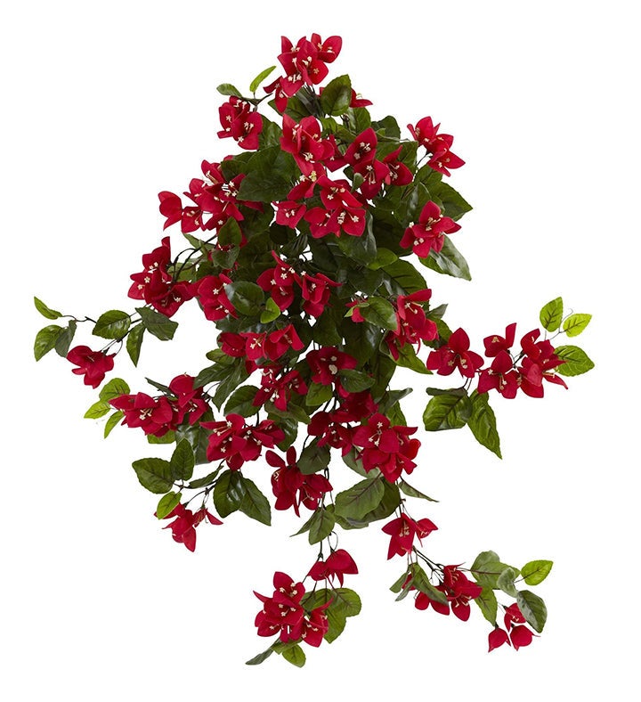 28” Bougainvillea Hanging Bush Artificial Plant  set Of 2  Uv Resistant