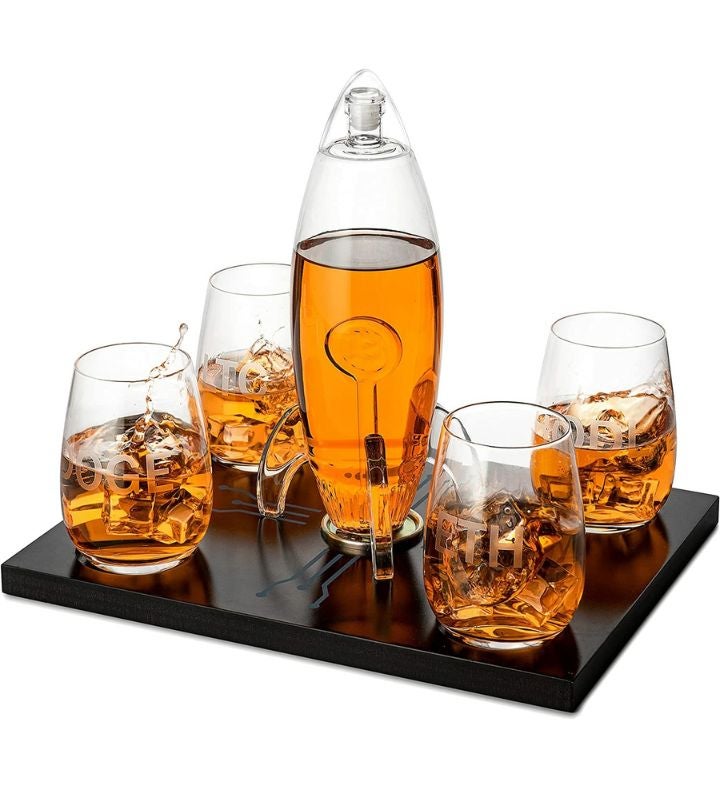 Crypto Lovers Gift Bitcoin Ethereum Whiskey Decanter Set With 4 Glasses