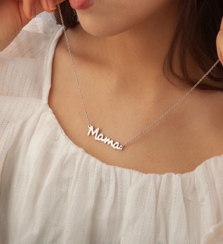 Women's Large Stainless Steel Mama Necklace Pendant Jewelry