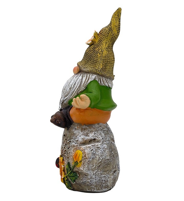 Bless This Garden Stone Meditating Garden Gnome Statue 8"