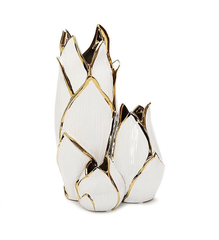 White & Gold Cluster Vase