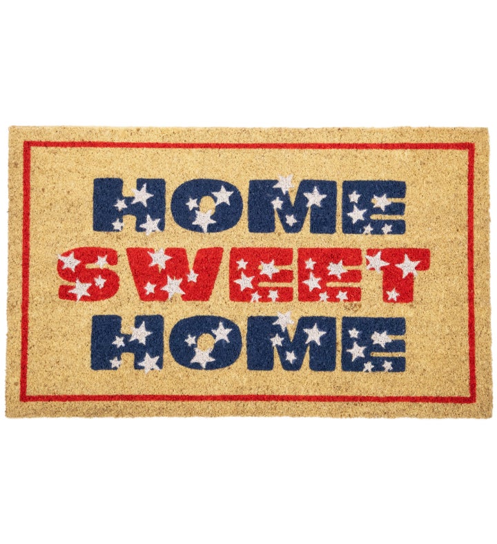 Red And Blue Americana Home Sweet Home Coir Outdoor Doormat 18" X 30"