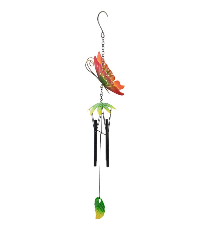 19" Red Metal Butterfly Outdoor Garden Windchime