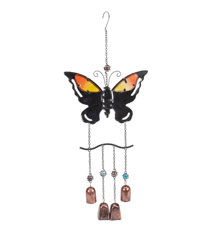 24" Purple and Bronze Butterfly Outdoor Garden Windchime