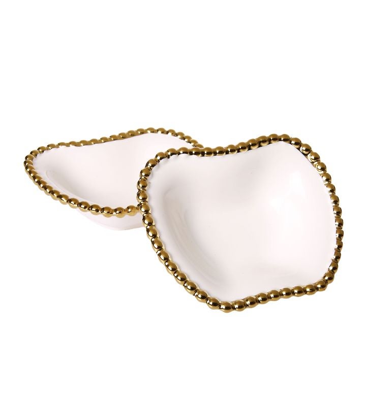  Porcelain White Apple Shaped Dishes 2 Pieces 